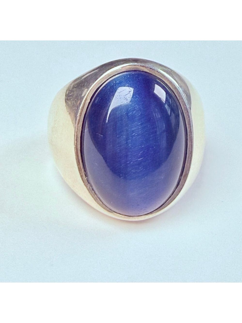 Designer OTTA Mens Blue Hawk's Falcon Tiger Eye Sterling Silver 925 Signet Ring